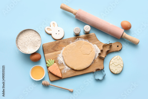 Fresh dough with Easter coo...