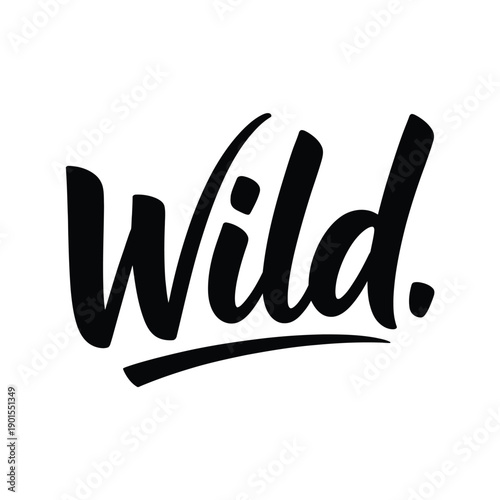 A bold and edgy logo with the word Wild in black cursive font on a white background