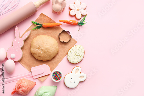 Fresh dough with Easter coo...