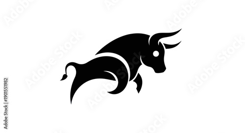 Black bull silhouette on white background