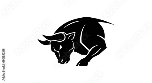 Black bull silhouette on white background