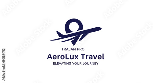AeroLux Travel Logo Design with Airplane and Circle Elements.