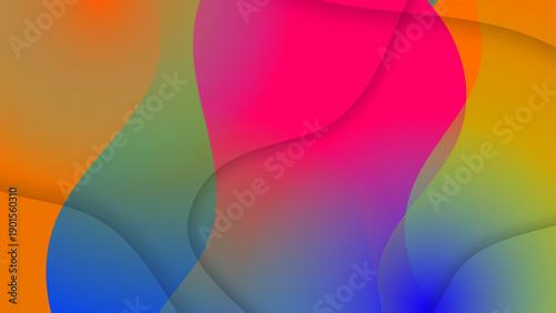 Abstract colorful flowing shapes create vibrant blended multicolored artistic designs. Suitable for backgrounds, posters, digital art, and visual displays.