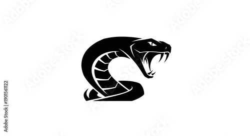 Foto Black cobra snake icon on white background