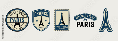 Vintage Paris and Eiffel Tower Travel Badges Collection