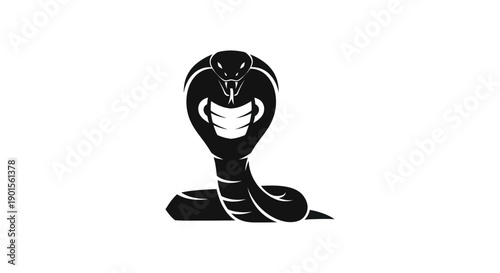 Black cobra snake illustration on white