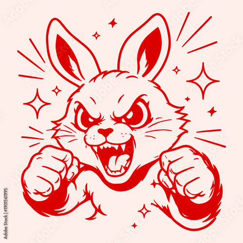 Angry Japanese Fox Mascot Illustration Red Line Art Fierce Kitsune Character for T Shirt Design Tattoos Streetwear Branding