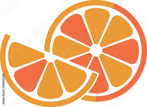 A vibrant orange slice icon on a clean white background, symbolizing freshness and health