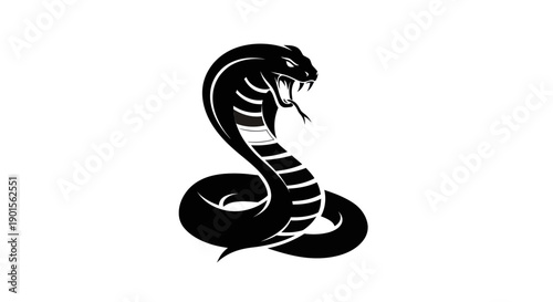 Black cobra illustration on white background