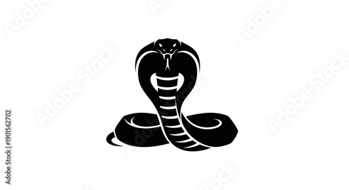 Black cobra silhouette on white background