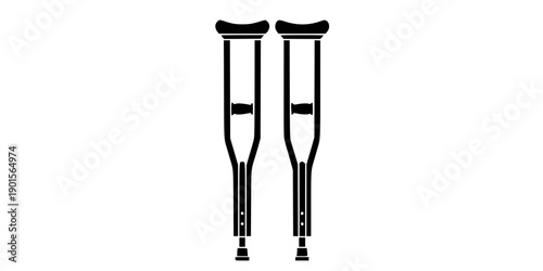 Minimalist black crutches icon symbol flat vector isolated on white background
