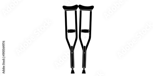 Minimalist black crutches icon symbol flat vector isolated on white background
