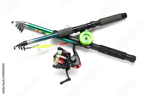 Fishing rods on white backg...