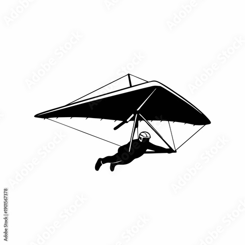 Hang Glider Silhouette Vector Illustration - Extreme Air Sports Icon