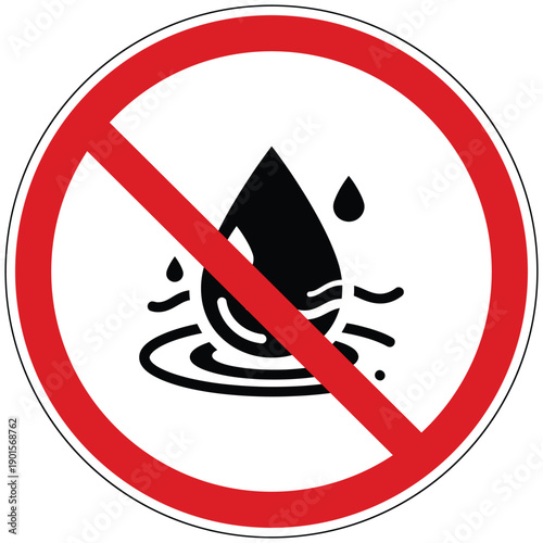 Prohibition symbol indicating no splashing or making excessive noise near water features and quiet zones