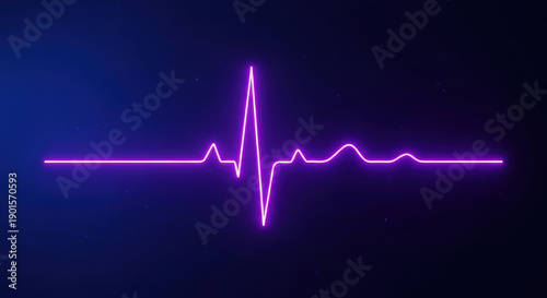 Neon heartbeat pulse line medical monitor cardiogram heartbeat waveform glowing line neon light heart rate vital sign dark background Neon heartbeat pulse line medical monitor cardiogram heartbeat