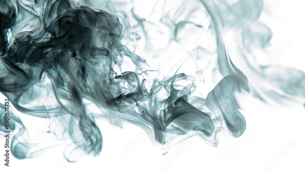 Fototapeta premium A mesmerizing display of swirling gray smoke against a clean white background