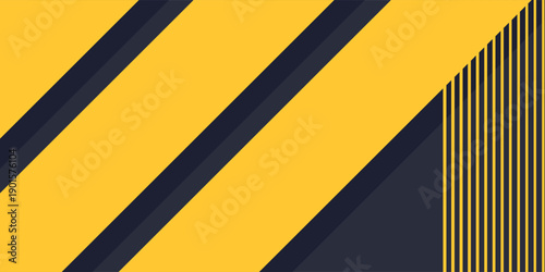 Abstract background with yellow and black diagonal stripes and vertical lines.