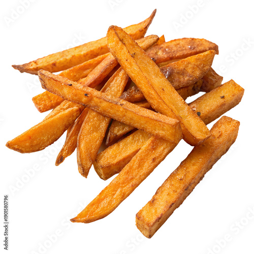 Sweet potato fries isolated on transparent background