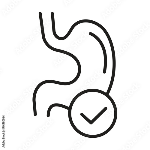 Stomach Health Approved Icon, Digestive System Check Icon, Gastric Health Verification Symbol..eps