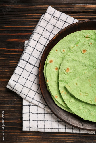 Plate with round green lava...