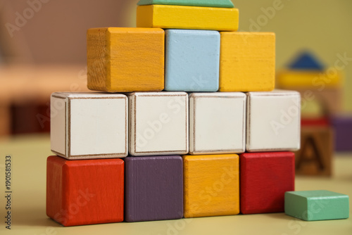 Cubes on table in children'...