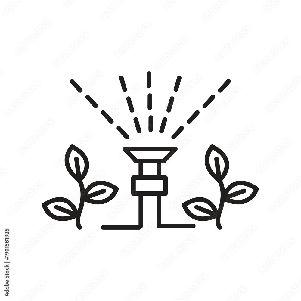 Wall Mural Water Sprinkling System Icon, Sprinkler Irrigation Icon, Plant Watering System Icon