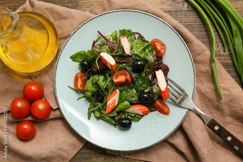 Plate of salad with crab st...