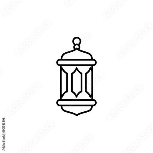 Simple Outline Style Ramadan Lantern Decoration Element Icon Illustration