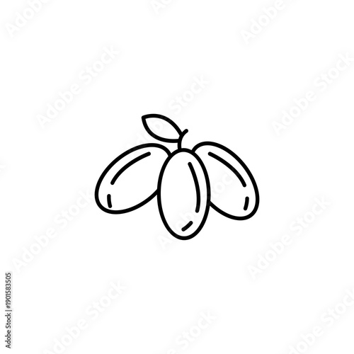 Simple Line Art Olive Fruit Branch Food Healthy Ingredient