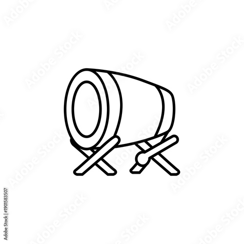 Simple Line Art Bedug Drum Icon Traditional Music Instrument Ramadan