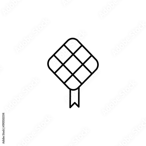 Simple Outline Drawing Ketupat Diamond Shape Traditional Food Icon Design
