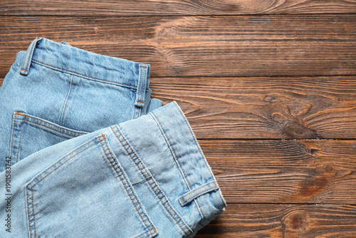 Set of stylish blue jeans o...