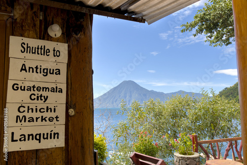 Wallpaper Mural transport sign in lake atitlan guatemala for bus to antigua guatemala city shuttle hotel hostel backpacker travel tourism destination volcano background, getaway, tourist, class Torontodigital.ca