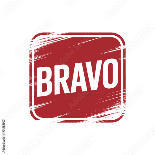 A red and white logo with the word BRAVO in bold letters