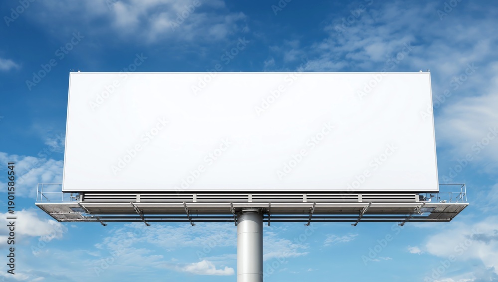 Obraz premium mockup blank billboard white space on bluesky background, 3d rendering.