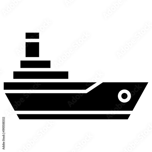 Black solid icon cruise ship. Minimalist transportation and vehicles silhouette symbol design.