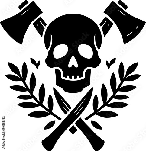 Warrior Skull Axe Tattoo Vect...