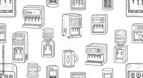 Beverage Dispensers Illustrations in a Fun, Playful Environment for Graphic Design Projects