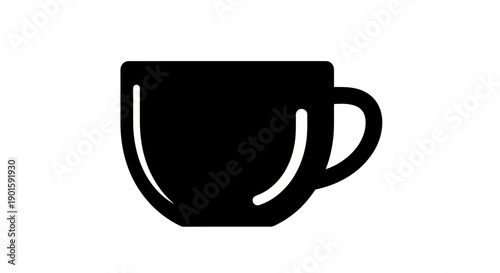 Black coffee cup icon on white background