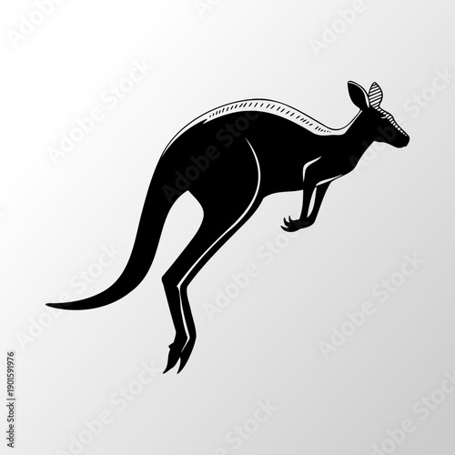 Jumping kangaroo silhouette illustration isolated on white background for logo design