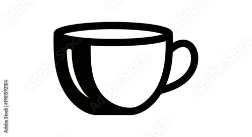 Black coffee cup icon on white background