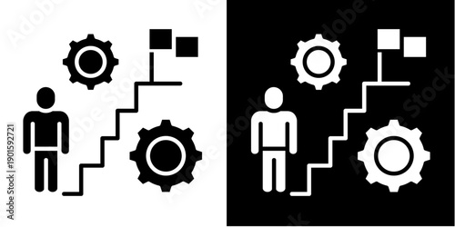 Career Kickstart Icon Set White Glyph Style Collection
