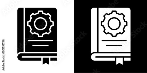 Training Manual Icon Set White Glyph Style Collection
