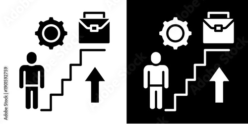 Career Development Icon Set White Glyph Style Collection
