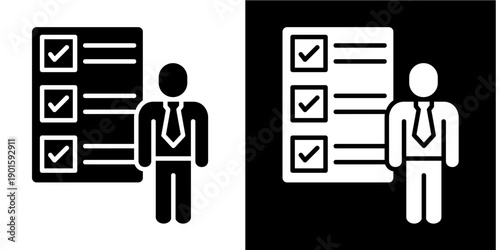 Assessment Icon Set White Glyph Style Collection
