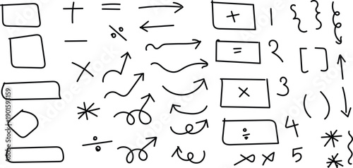 Hand drawn mathematical and logical symbols