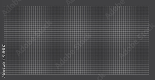 Simple square grid blueprint on black background. Thin lines form regular graph squares engineering drawings, school math notes technical layouts. Clean works as diagrams, charts and infographics.
