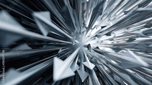 Abstract arrow burst, radial motion