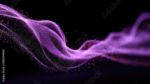 Abstract purple & orange particle stream on black